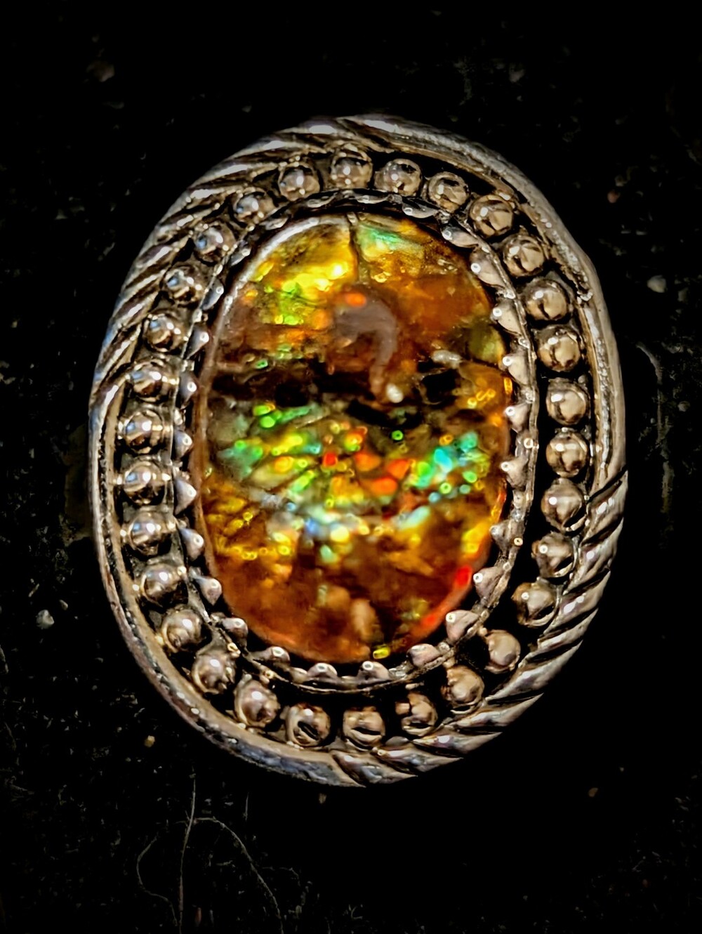 Genuine Amolite gemstone ring 925 Sterling silver Sz 8